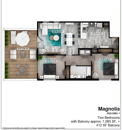 the magnolia residences two bedrooms with balcony apartment floor plans, house plans, magnolia homes
